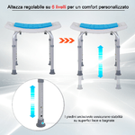 HOMCOM-Sgabello-da-Doccia-Alluminio-e-Plastica-Antiscivolo-Altezze-Regolabili