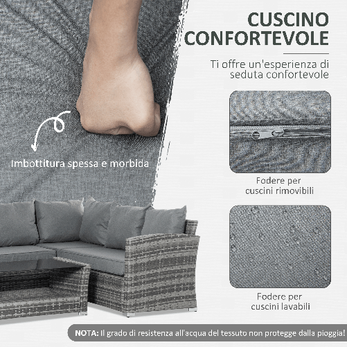 Outsunny-Set-Mobili-da-Giardino-in-Rattan-PE-da-4-Pezzi-Salotto-con-Divano-Angolare-e-Tavolino-con-Vetro-Cuscini-Imbottiti-e-Sfoderabili-Grigio