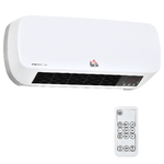 HOMCOM Stufa Elettrica da Parete con Telecomando, Temperatura Regolabile e Timer 12 Ore, Potenza 1000W/2000W, 45x18.6x11.5cm, Bianco