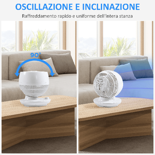 HOMCOM-Ventilatore-da-Tavolo-3-Velocita-Oscillazione-70--e-Inclinazione-90--27x27x34cm-Bianco-e-Nero
