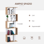 HOMCOM-Libreria-da-Muro-Moderna-5-Ripiani-in-Legno-Bianco-60x24x184-5cm