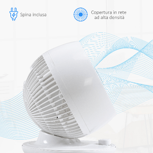 HOMCOM-Ventilatore-da-Tavolo-3-Velocita-Oscillazione-70--e-Inclinazione-90--27x27x34cm-Bianco-e-Nero
