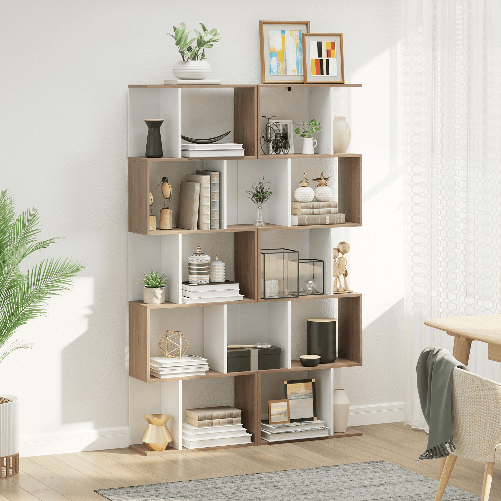 HOMCOM-Libreria-da-Muro-Moderna-5-Ripiani-in-Legno-Bianco-60x24x184-5cm