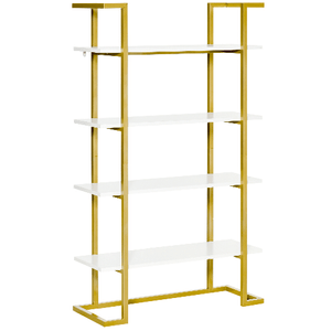 HOMCOM Mobile Libreria a 4 Livelli Rialzato e Multiuso, in MDF e Acciaio, 92x35x152cm