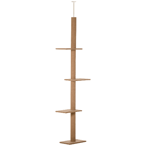 PawHut-Albero-Tiragraffi-per-Gatti-a-4-Livelli-Fissaggio-a-Soffitto-Regolabile-43x27x228-260cm