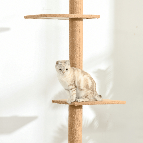PawHut-Albero-Tiragraffi-per-Gatti-a-4-Livelli-Fissaggio-a-Soffitto-Regolabile-43x27x228-260cm