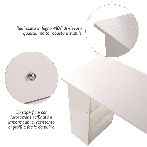 HOMCOM-Scrivania-Porta-PC-per-Camera-e-Ufficio-con-Cassettiera-e-Ripiani-Portaoggetti-in-Legno-120x49x72cm-Bianco