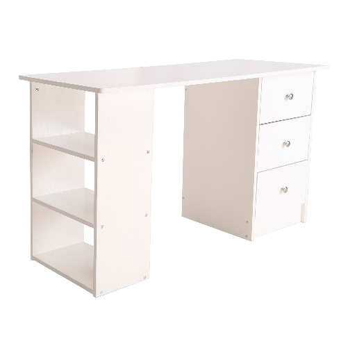 HOMCOM-Scrivania-Porta-PC-per-Camera-e-Ufficio-con-Cassettiera-e-Ripiani-Portaoggetti-in-Legno-120x49x72cm-Bianco