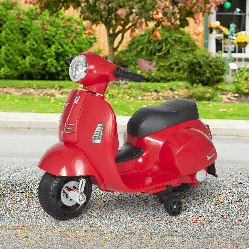 HOMCOM-Moto-Elettrica-per-Bambini-con-Licenza-Ufficiale-Vespa-Batteria-6V-Fari-e-Clacson-per-Bimbi-da-18-36-mesi-Rosso-66-5x38x52cm