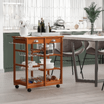 HOMCOM-Carrello-da-Cucina-Multiuso-in-Legno-di-Pino-con-4-Ruote-e-Cassetti-74x37x75cm-Marrone-Chiaro