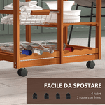 HOMCOM-Carrello-da-Cucina-Multiuso-in-Legno-di-Pino-con-4-Ruote-e-Cassetti-74x37x75cm-Marrone-Chiaro