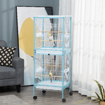 PawHut-Gabbia-per-Uccelli-2-in-1-Voliera-da-Interni-con-4-Ruote-e-Vassoi-Estraibili-51-5x50x140cm