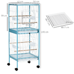 PawHut-Gabbia-per-Uccelli-2-in-1-Voliera-da-Interni-con-4-Ruote-e-Vassoi-Estraibili-51-5x50x140cm