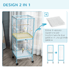 PawHut-Gabbia-per-Uccelli-2-in-1-Voliera-da-Interni-con-4-Ruote-e-Vassoi-Estraibili-51-5x50x140cm
