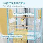 PawHut-Gabbia-per-Uccelli-2-in-1-Voliera-da-Interni-con-4-Ruote-e-Vassoi-Estraibili-51-5x50x140cm