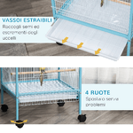PawHut-Gabbia-per-Uccelli-2-in-1-Voliera-da-Interni-con-4-Ruote-e-Vassoi-Estraibili-51-5x50x140cm