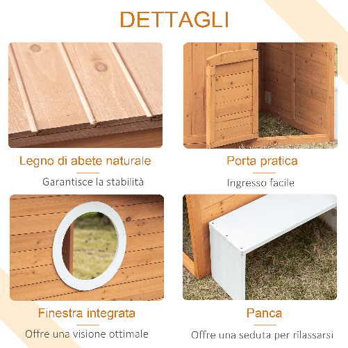 Outsunny-Casetta-per-Bambini-in-Legno-da-Esterno-con-Porta-Finestre-Panca-Portavasi-122x108x135-5cm-Gialla