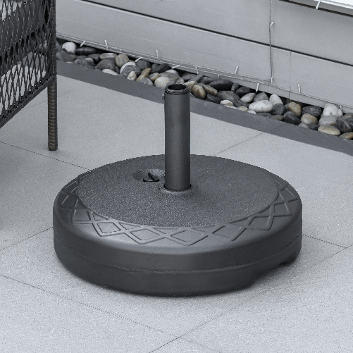 Outsunny-Base-per-Ombrellone-Rotonda--55cm-in-Plastica-da-30kg-per-Pali-da--38-48mm-Nero