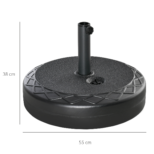 Outsunny-Base-per-Ombrellone-Rotonda--55cm-in-Plastica-da-30kg-per-Pali-da--38-48mm-Nero