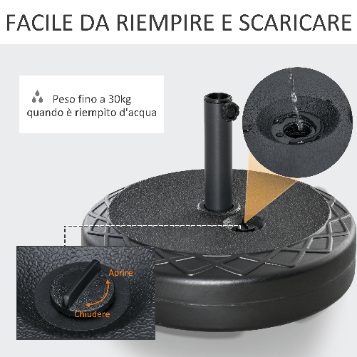 Outsunny-Base-per-Ombrellone-Rotonda--55cm-in-Plastica-da-30kg-per-Pali-da--38-48mm-Nero