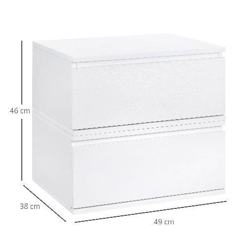 HOMCOM-Comodino-Set-2-Pezzi-con-Cassetto-e-Design-Sospeso-in-Truciolato-e-MDF-49x38x23-cm-Bianco