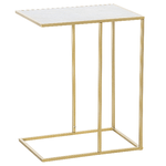 Outsunny Tavolino da Salotto con Piano Effetto Marmo e Base in Metallo, 48x30.5x61cm, Bianco e Oro