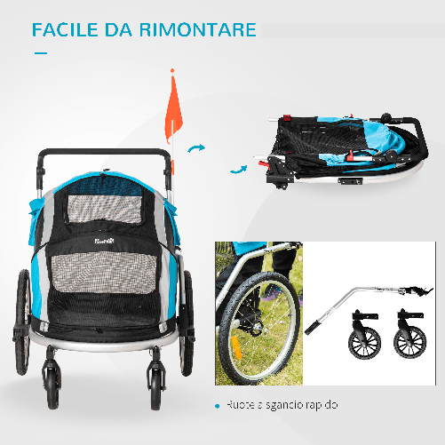 PawHut-Carrello-Trasporto-Cani-sotto-i-30kg-Rimorchio-Bici-per-Cani-con-Porta-Anteriore-e-Posteriore-Finestre-a-Rete-e-Tetto-Apribile-150x82x98-108cm