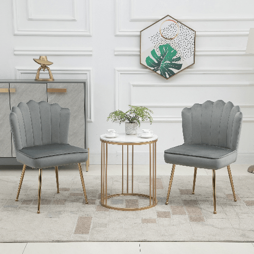 HOMCOM-Set-2-Sedie-Moderne-e-Imbottite-per-Salotto-o-Soggiorno-con-Rivestimento-Effetto-Vellutato-57x58x88cm-Grigio