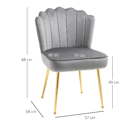 HOMCOM-Set-2-Sedie-Moderne-e-Imbottite-per-Salotto-o-Soggiorno-con-Rivestimento-Effetto-Vellutato-57x58x88cm-Grigio
