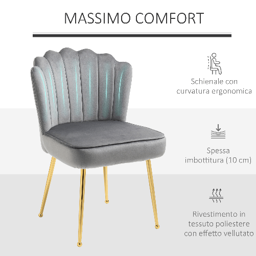 HOMCOM-Set-2-Sedie-Moderne-e-Imbottite-per-Salotto-o-Soggiorno-con-Rivestimento-Effetto-Vellutato-57x58x88cm-Grigio
