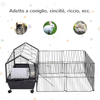 PawHut-Gabbia-per-Conigli-Ricci-Porcellini-d-India-e-Roditori-Conigliera-per-Interni-in-Metallo-Nero-88x128-5x56cm