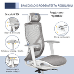 Vinsetto-Sedia-Ergonomica-da-Ufficio-con-Poggiatesta-Inclinazione-e-Altezza-Regolabile-Poltrona-Girevole-Basculante-con-Ruote-e-Schiena-in-Rete-67x65x120-128cm-Grigio