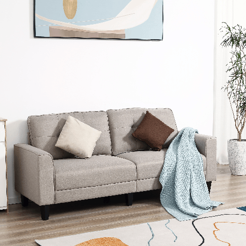 HOMCOM-Divano-3-Posti-con-Rivestimento-in-Tessuto-Effetto-Lino-Divano-Moderno-Imbottito-con-6-Gambe-in-Legno-e-Braccioli-Beige