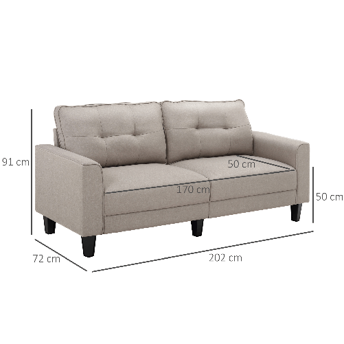 HOMCOM-Divano-3-Posti-con-Rivestimento-in-Tessuto-Effetto-Lino-Divano-Moderno-Imbottito-con-6-Gambe-in-Legno-e-Braccioli-Beige