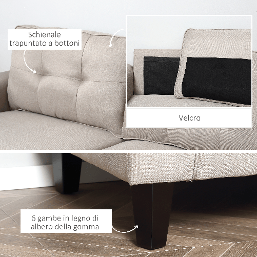HOMCOM-Divano-3-Posti-con-Rivestimento-in-Tessuto-Effetto-Lino-Divano-Moderno-Imbottito-con-6-Gambe-in-Legno-e-Braccioli-Beige