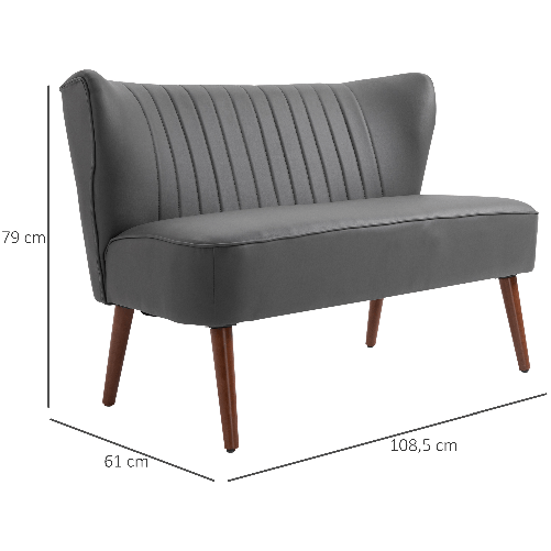 HOMCOM-Divano-a-2-Posti-con-Telaio-in-Legno-e-Rivestimento-in-Pelle-Sintetica-Grigio
