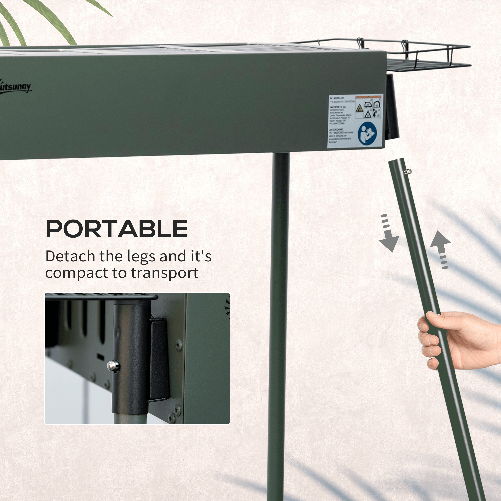 Outsunny-Barbecue-a-Carbonella-con-2-Griglie-e-Cestini-Laterali-77x30x70cm-Verde-Scuro