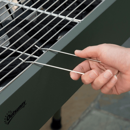 Outsunny-Barbecue-a-Carbonella-con-2-Griglie-e-Cestini-Laterali-77x30x70cm-Verde-Scuro