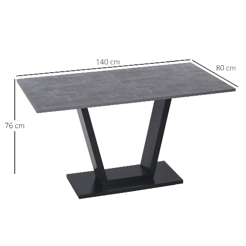 HOMCOM-Tavolo-da-Pranzo-per-4-6-persone-con-Piano-Effetto-Marmo-e-Base-in-Acciaio-140x80x76cm-Nero