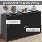 HOMCOM-Mobiletto-Multiuso-Nero-con-2-Cassetti-e-2-Armadietti-ad-Apertura-a-Pressione-117x36x74cm