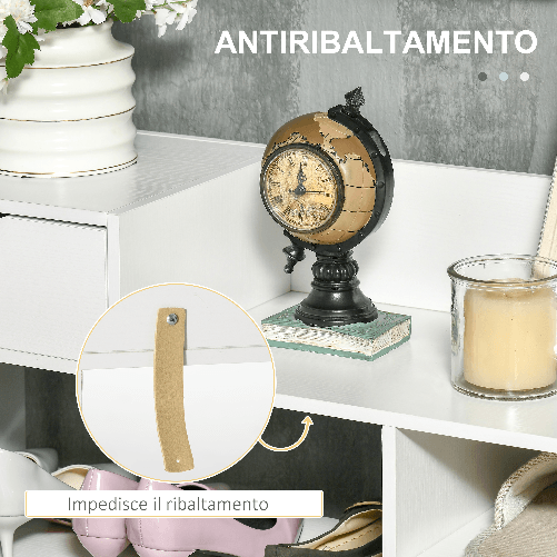 HOMCOM-Mobile-Scarpiera-Salvaspazio-con-Ripiani-e-Cassetto-per-12-Scarpe-88x30x93cm-Bianco