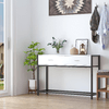 HOMCOM-Tavolo-Consolle-per-Ingresso-con-2-Cassetti-in-Legno-Bianco-e-Metallo-Nero