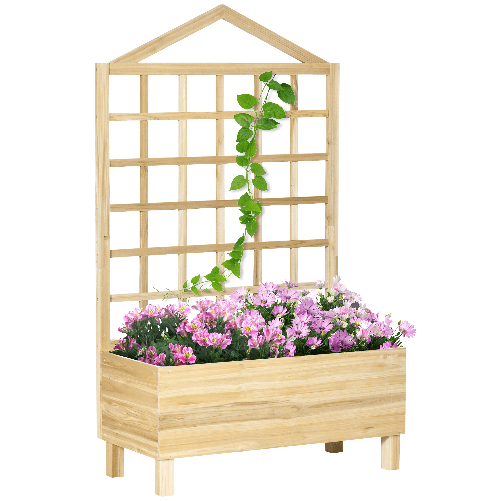 Outsunny-Fioriera-da-Esterno-in-Legno-di-Abete-con-Grigliato-e-Fori-di-Drenaggio-90x43x150-cm