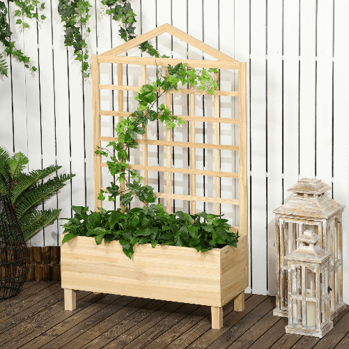 Outsunny-Fioriera-da-Esterno-in-Legno-di-Abete-con-Grigliato-e-Fori-di-Drenaggio-90x43x150-cm