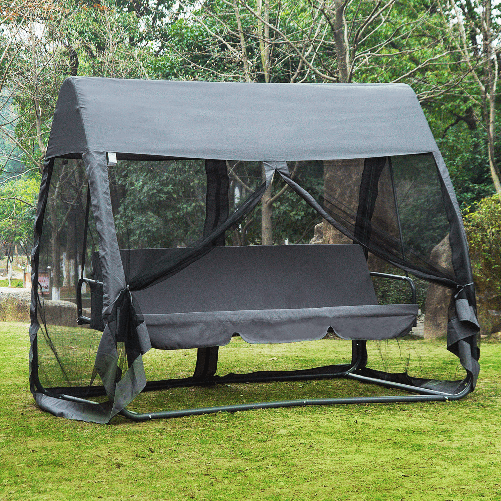 Outsunny-Dondolo-Letto-da-Giardino-con-Zanzariera-Grigio-Dondolo-Ribaltabile-3-Posti-per-Esterno-e-Balcone-240x140x197cm