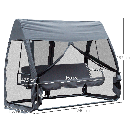 Outsunny-Dondolo-Letto-da-Giardino-con-Zanzariera-Grigio-Dondolo-Ribaltabile-3-Posti-per-Esterno-e-Balcone-240x140x197cm