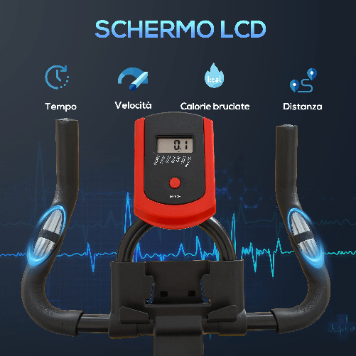 HOMCOM-Cyclette-per-Allenamento-Aerobico-con-Display-LCD-Resistenza-Regolabile-Voltano-6-kg-Nero-e-Rosso