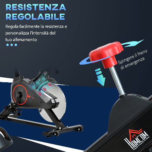 HOMCOM-Cyclette-per-Allenamento-Aerobico-con-Display-LCD-Resistenza-Regolabile-Voltano-6-kg-Nero-e-Rosso