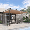 Outsunny-Gazebo-Pergola-da-Giardino-3x4m-con-Telo-in-Poliestere-e-Struttura-in-Alluminio-Grigio-e-Marrone