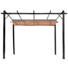 Outsunny-Gazebo-Pergola-da-Giardino-3x4m-con-Telo-in-Poliestere-e-Struttura-in-Alluminio-Grigio-e-Marrone